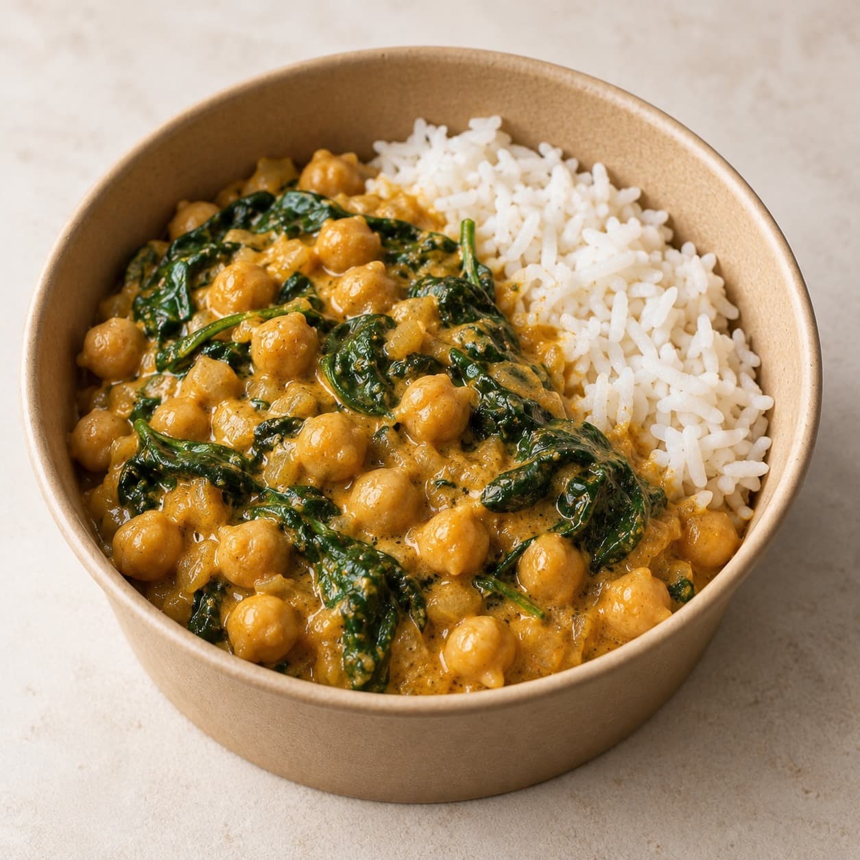 Curry doux de pois chiches-épinards & riz - plat FRESOA